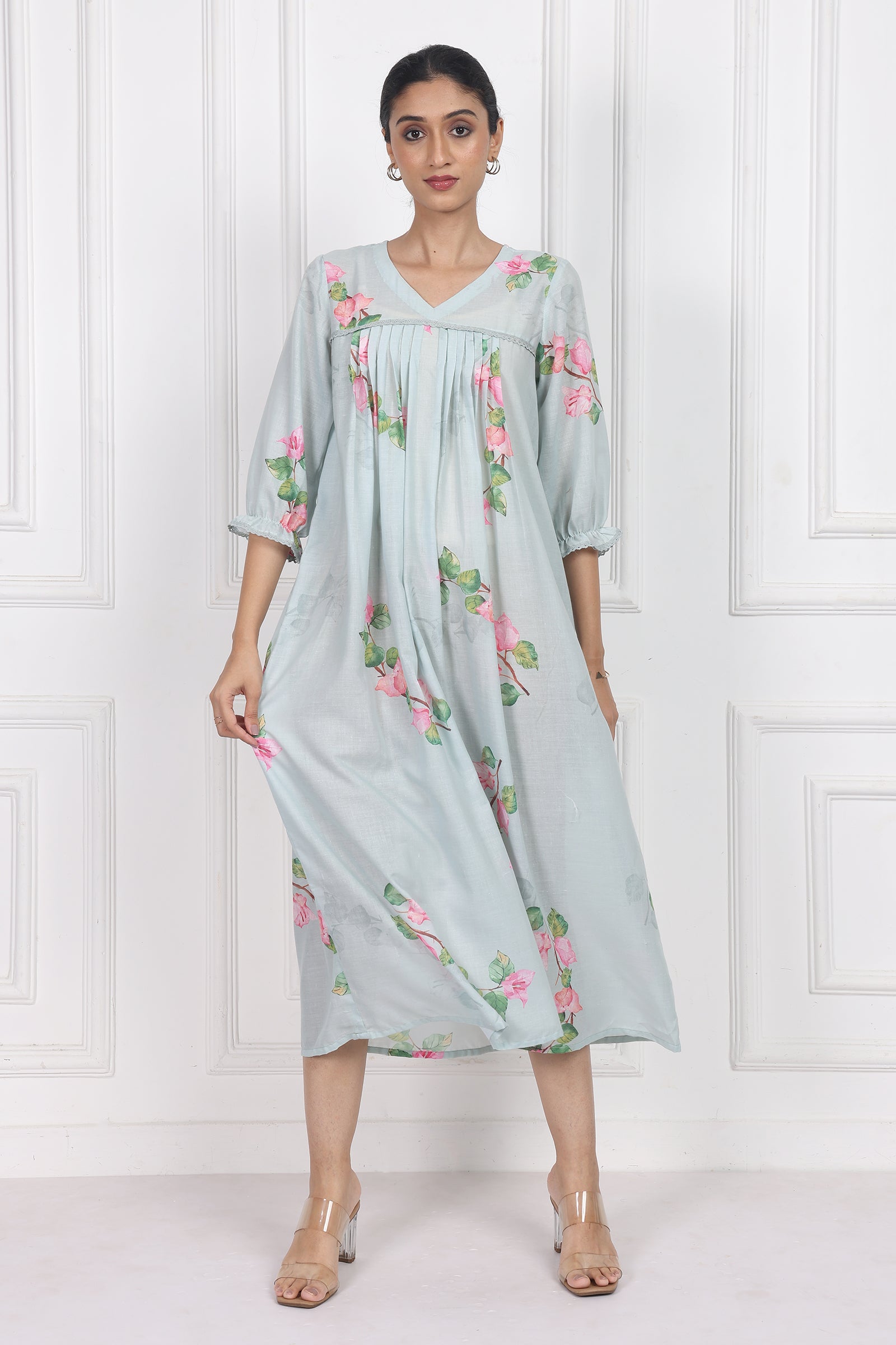 Wander Edit - Bougainvillea Skies Flow Dress