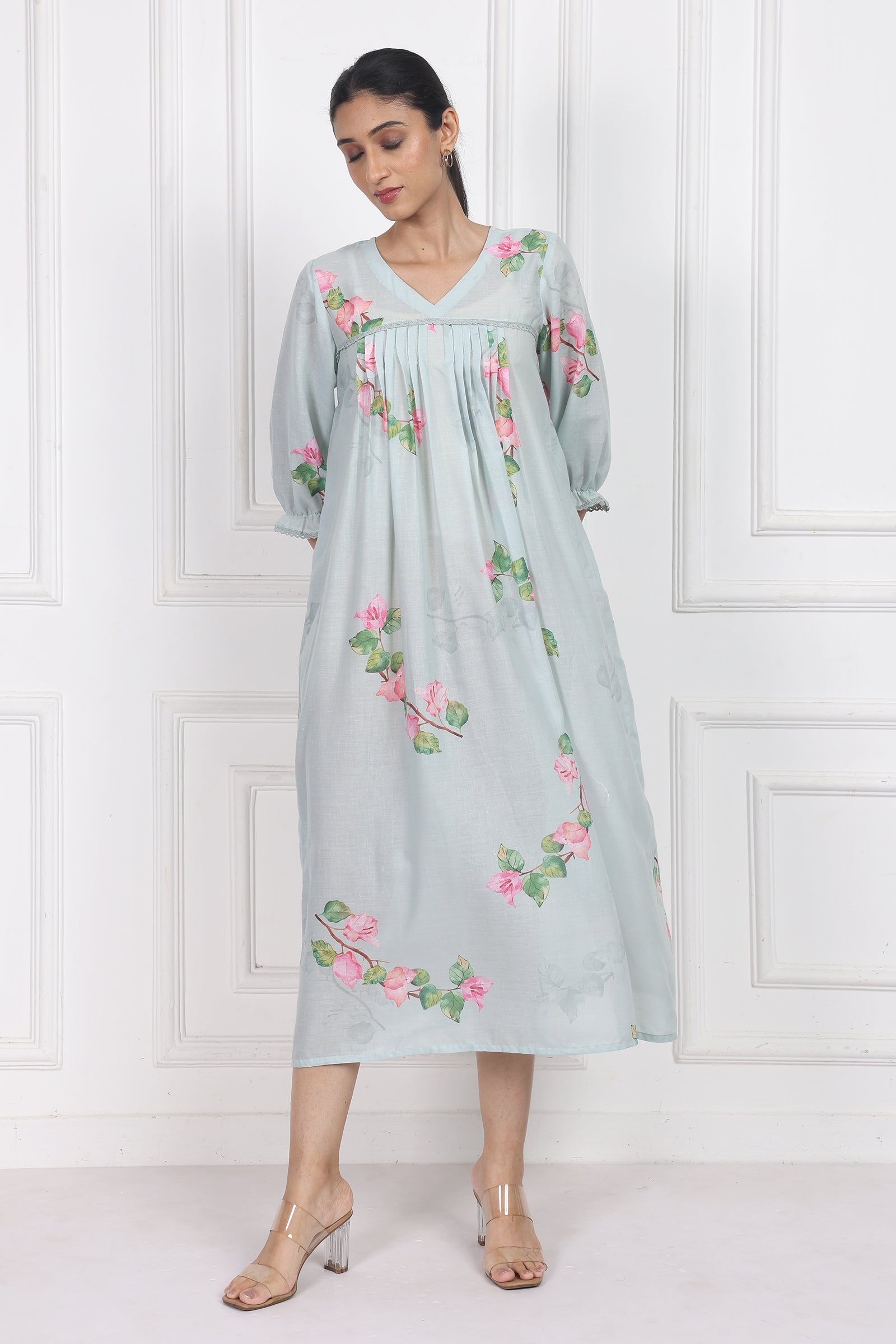 Wander Edit - Bougainvillea Skies Flow Dress