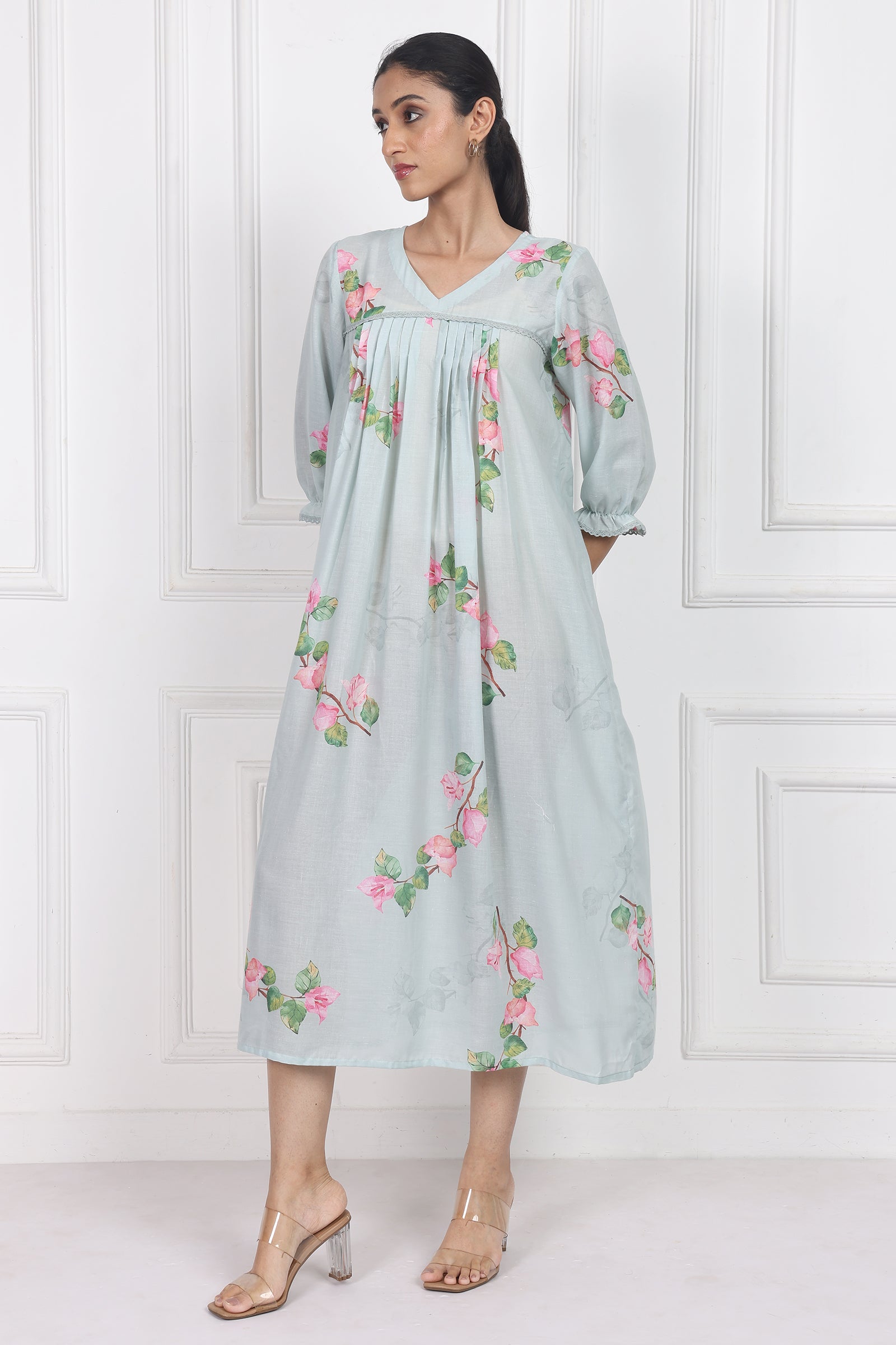 Wander Edit - Bougainvillea Skies Flow Dress