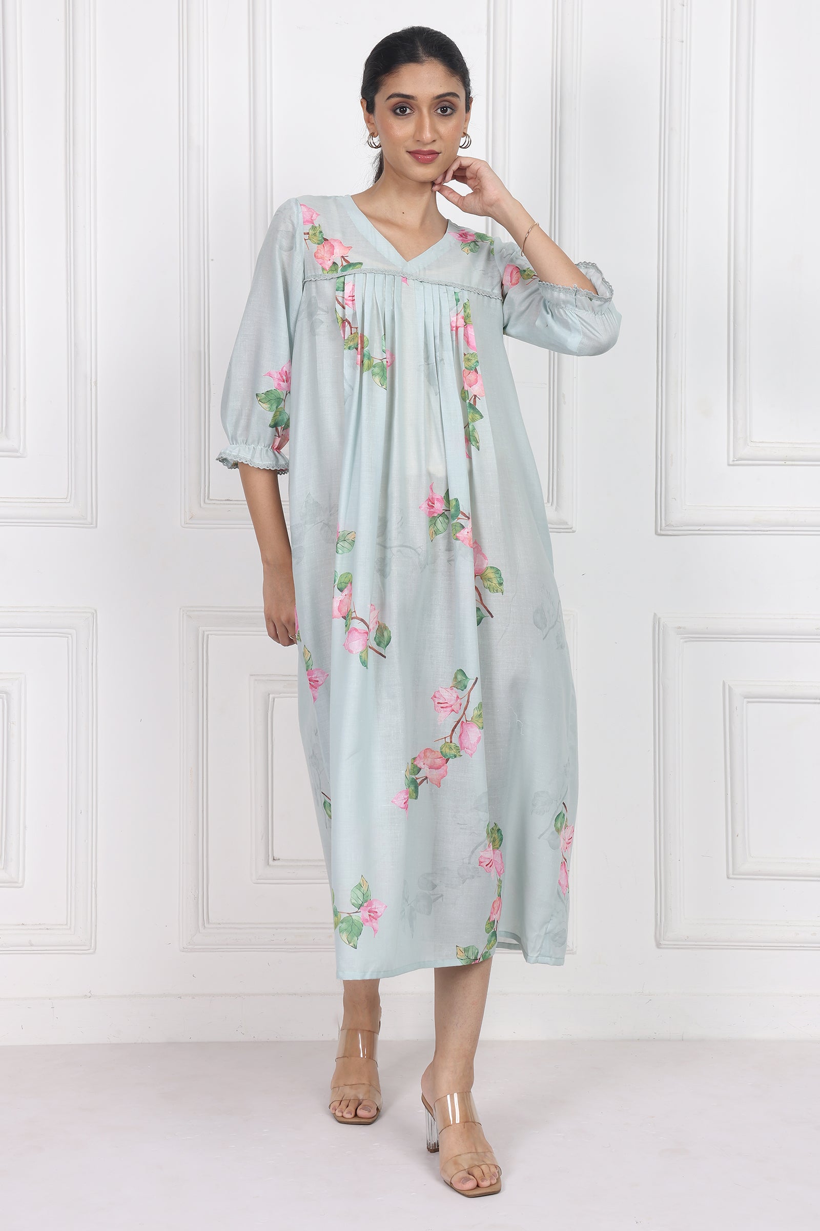 Wander Edit - Bougainvillea Skies Flow Dress