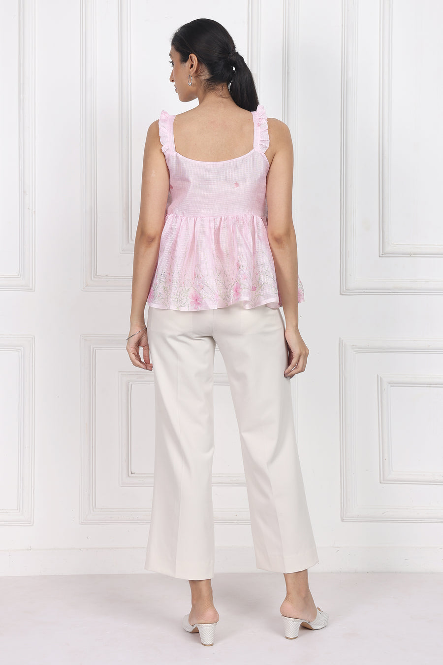Moonlit Blossoms Sleeveless peplum tops