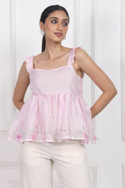 Moonlit Blossoms Sleeveless peplum tops