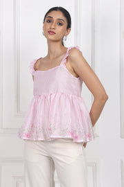 Moonlit Blossoms Sleeveless peplum tops