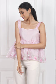 Moonlit Blossoms Sleeveless peplum tops