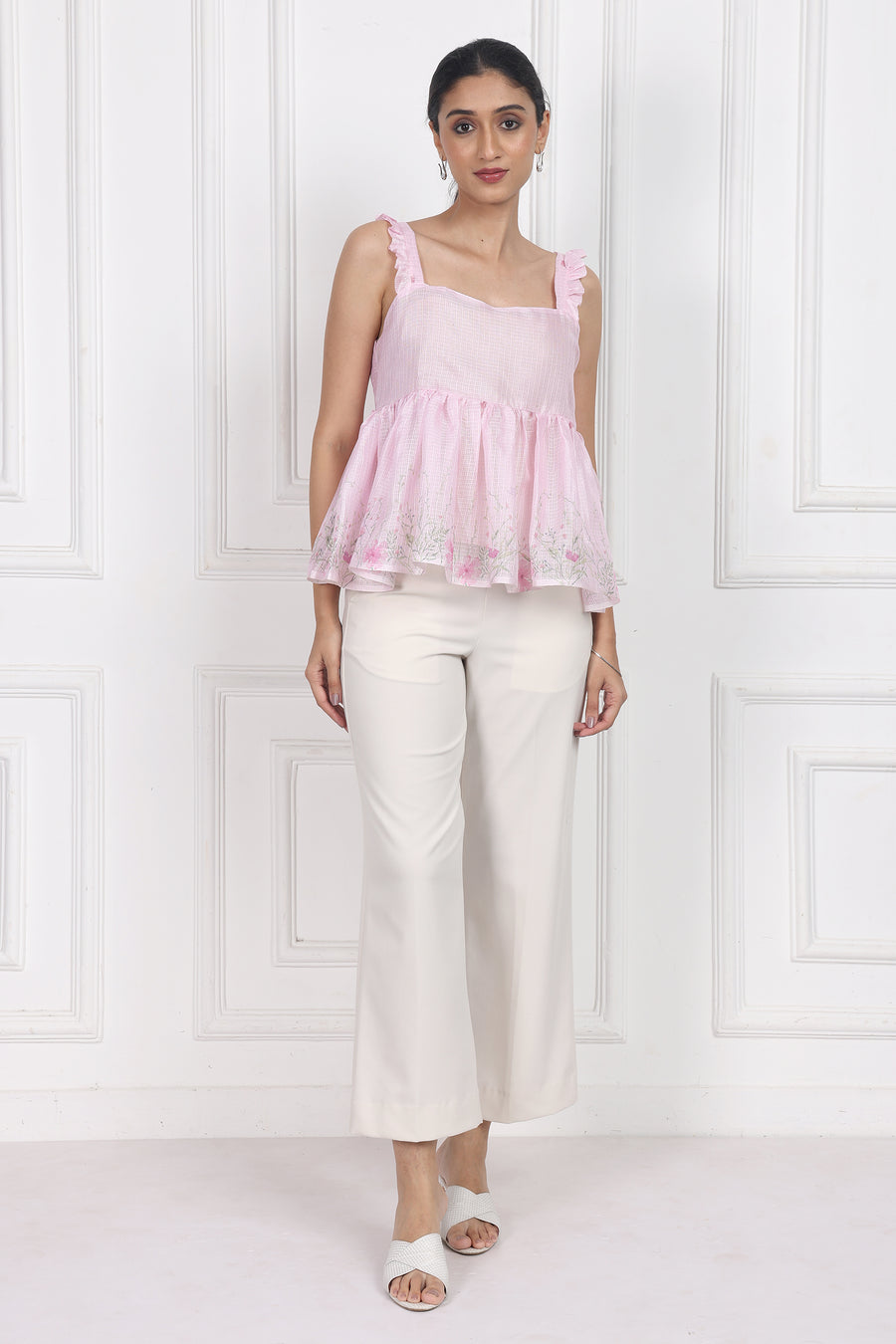 Moonlit Blossoms Sleeveless peplum tops