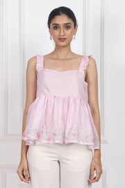 Moonlit Blossoms Sleeveless peplum tops