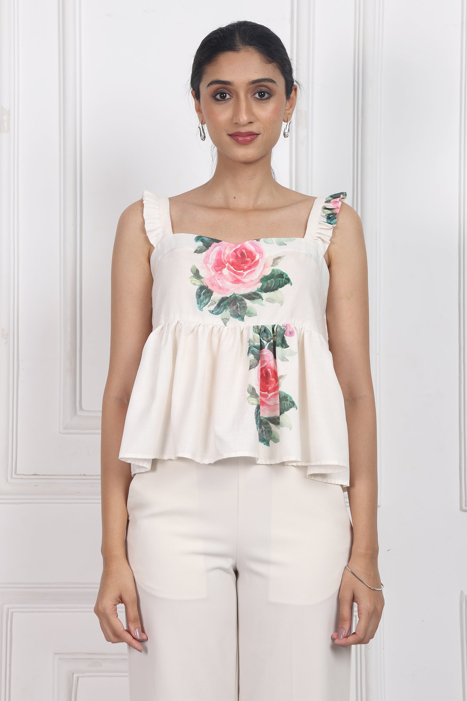 Wander Edit - Whispering Meadows Sleeveless Peplum Top