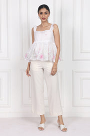 Blooming Dawn Sleeveless Peplum Tops