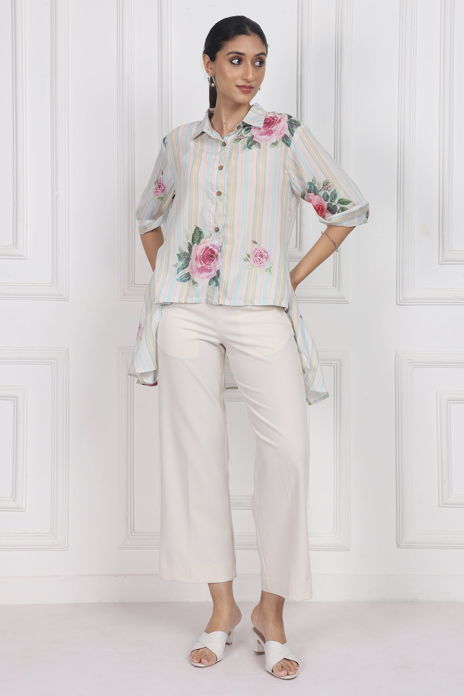 Wander Edit - Velvet Rose Dawn High Low Shirt