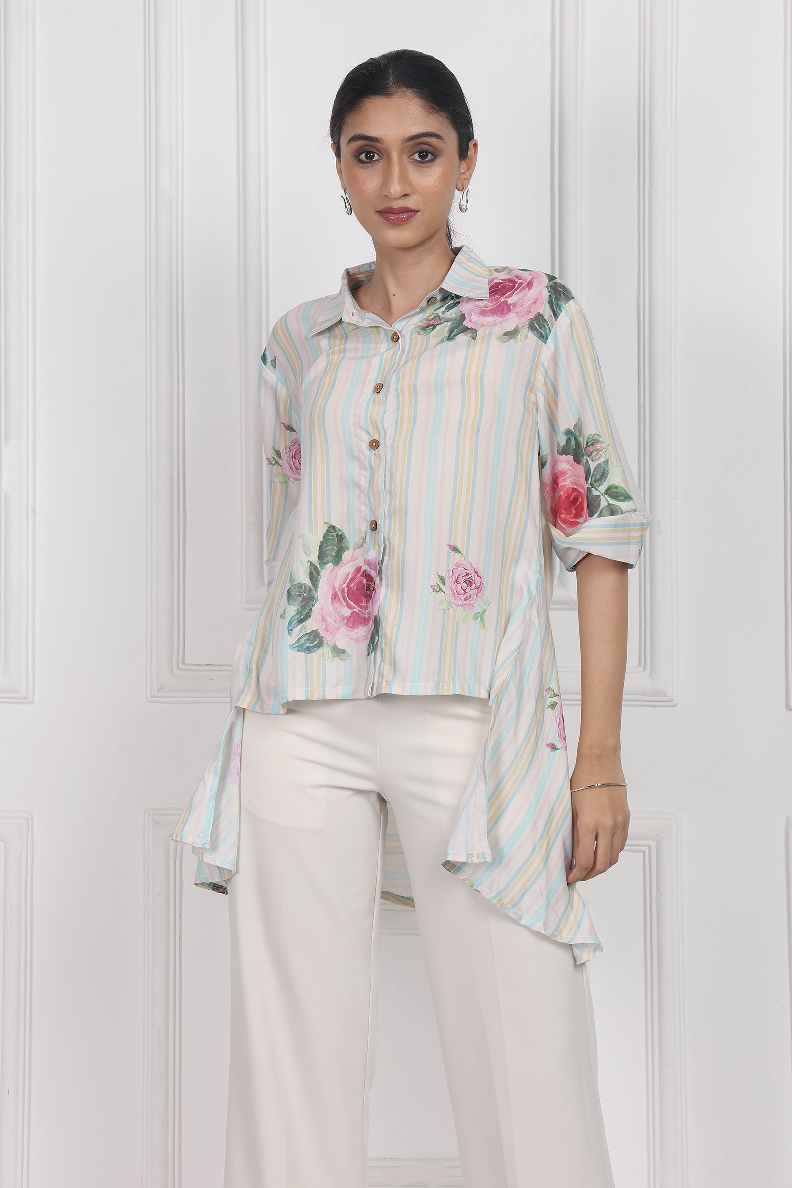 Wander Edit - Velvet Rose Dawn High Low Shirt