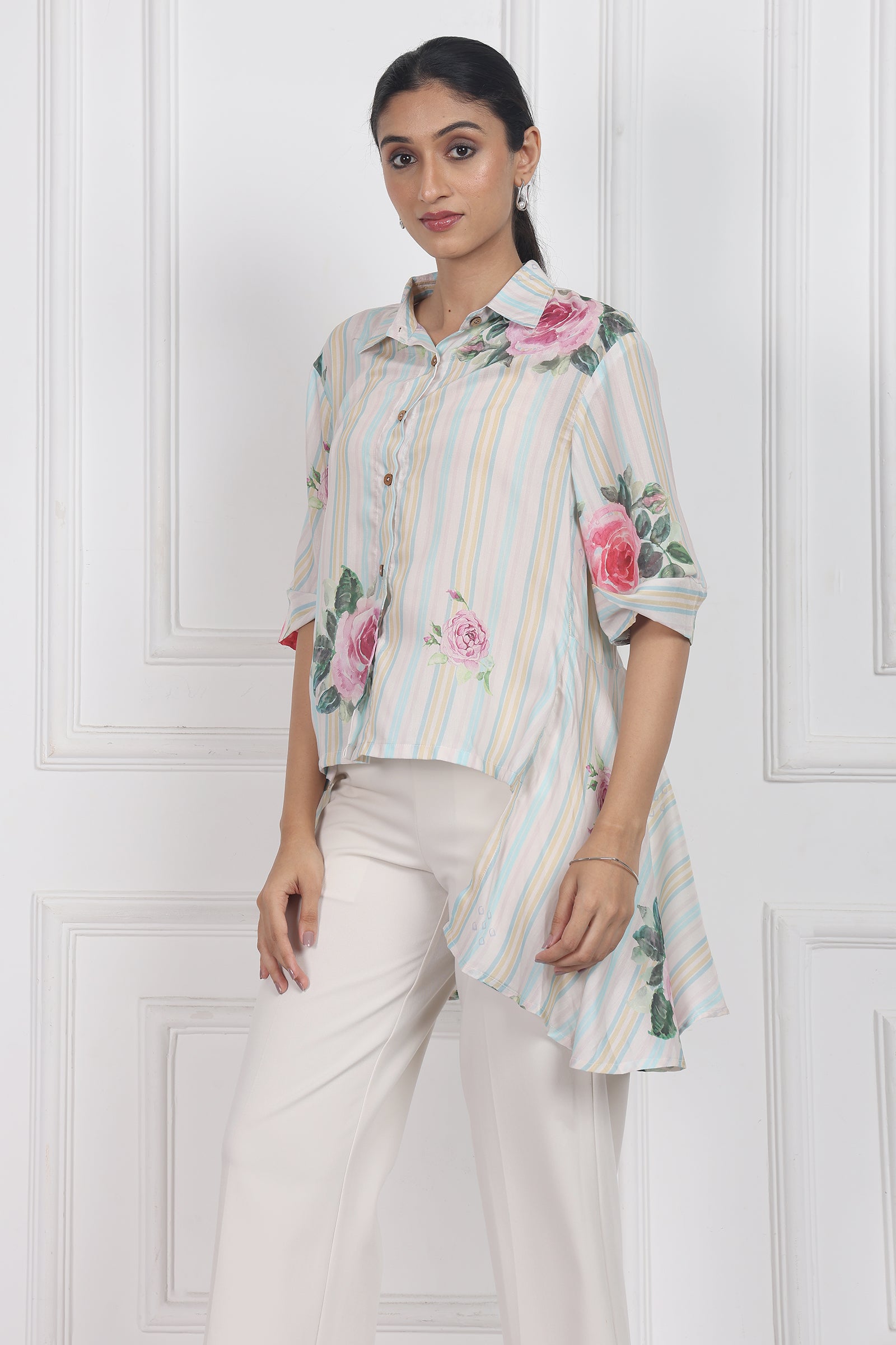 Wander Edit - Velvet Rose Dawn High Low Shirt