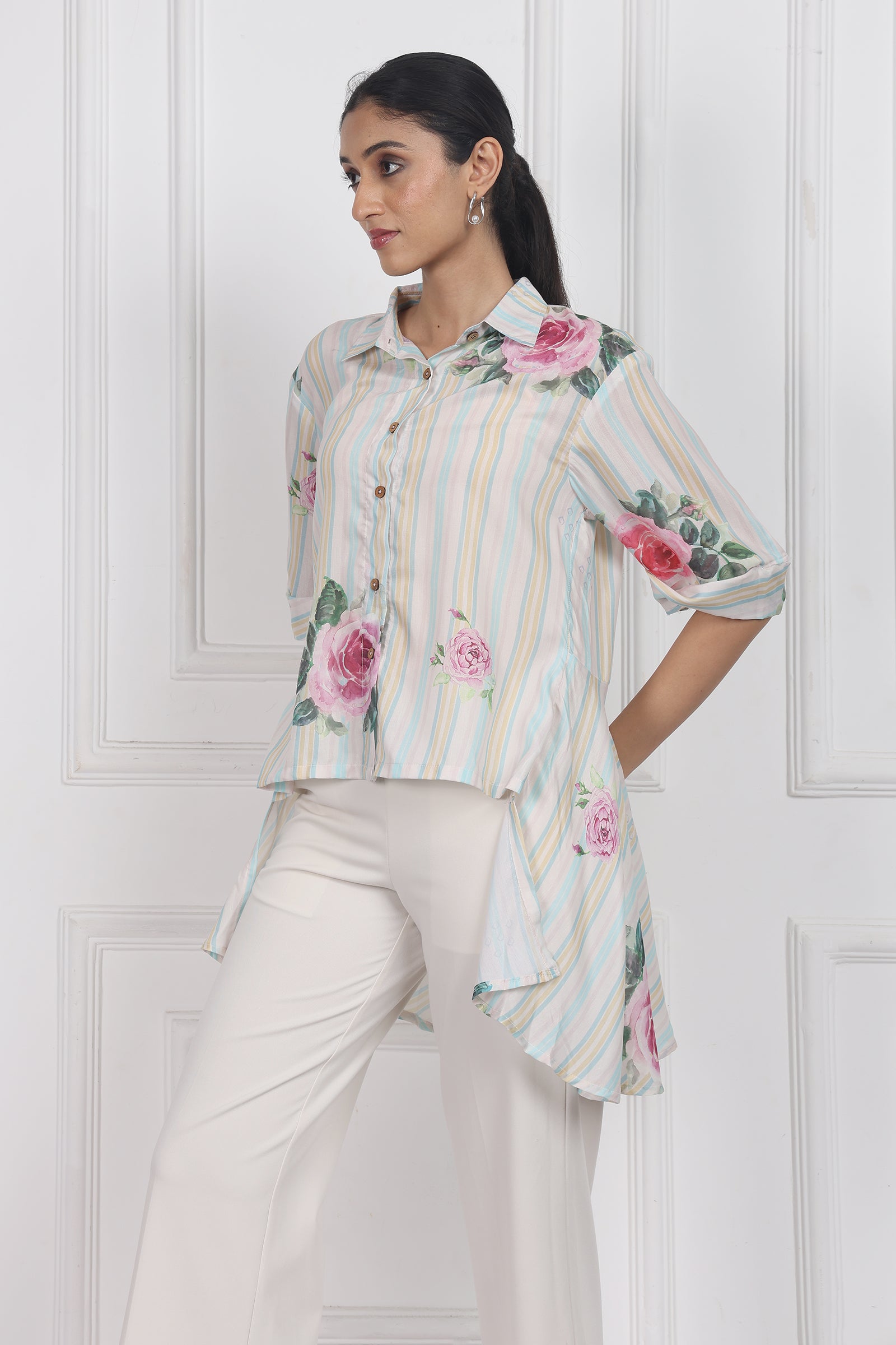 Wander Edit - Velvet Rose Dawn High Low Shirt