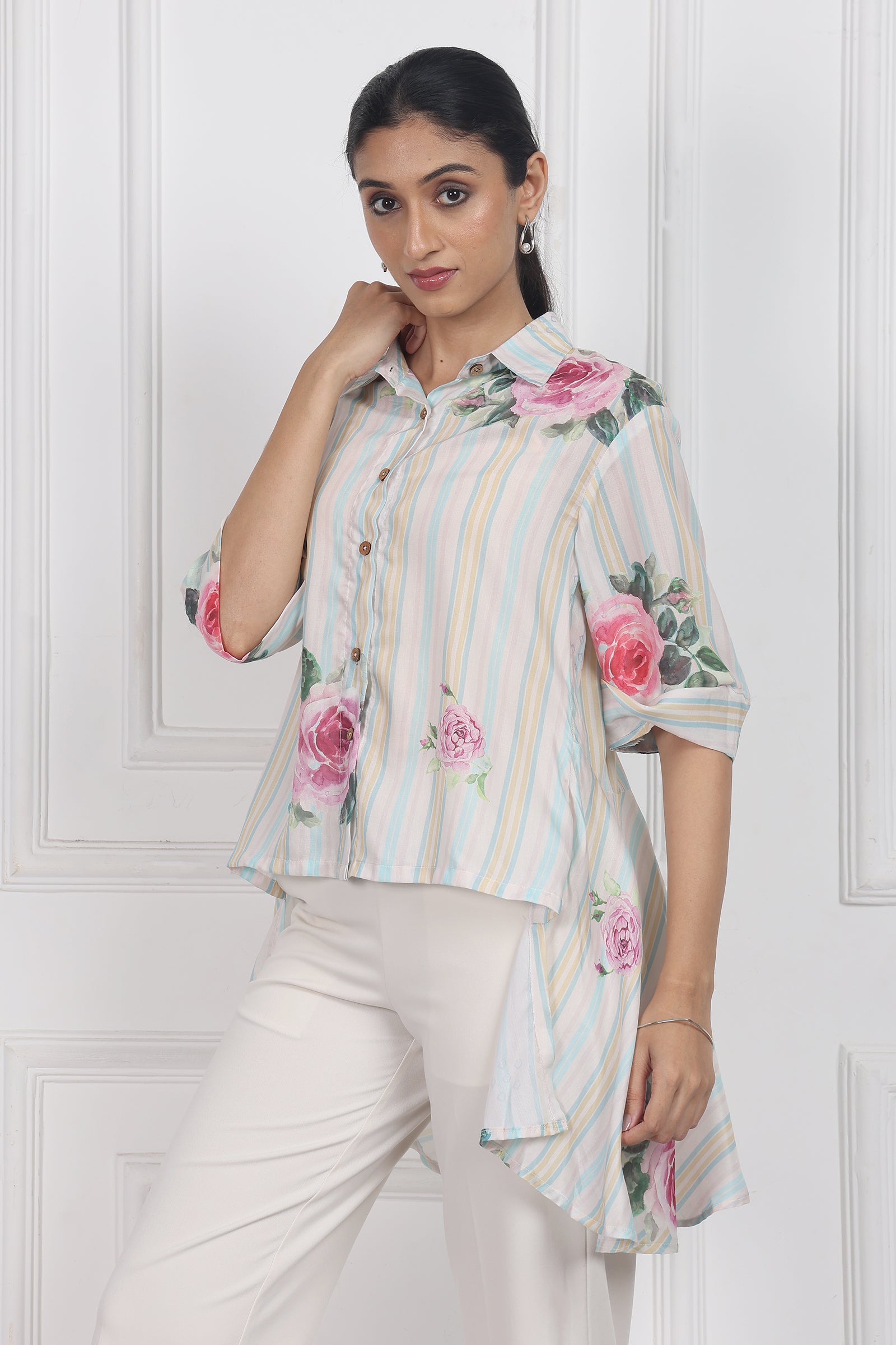 Wander Edit - Velvet Rose Dawn High Low Shirt