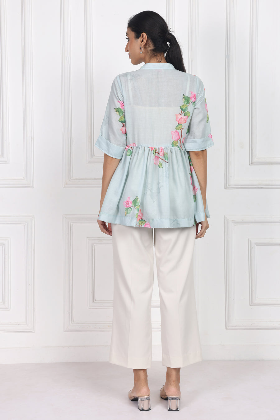 Sunset Bougainvillea Peplum Tops