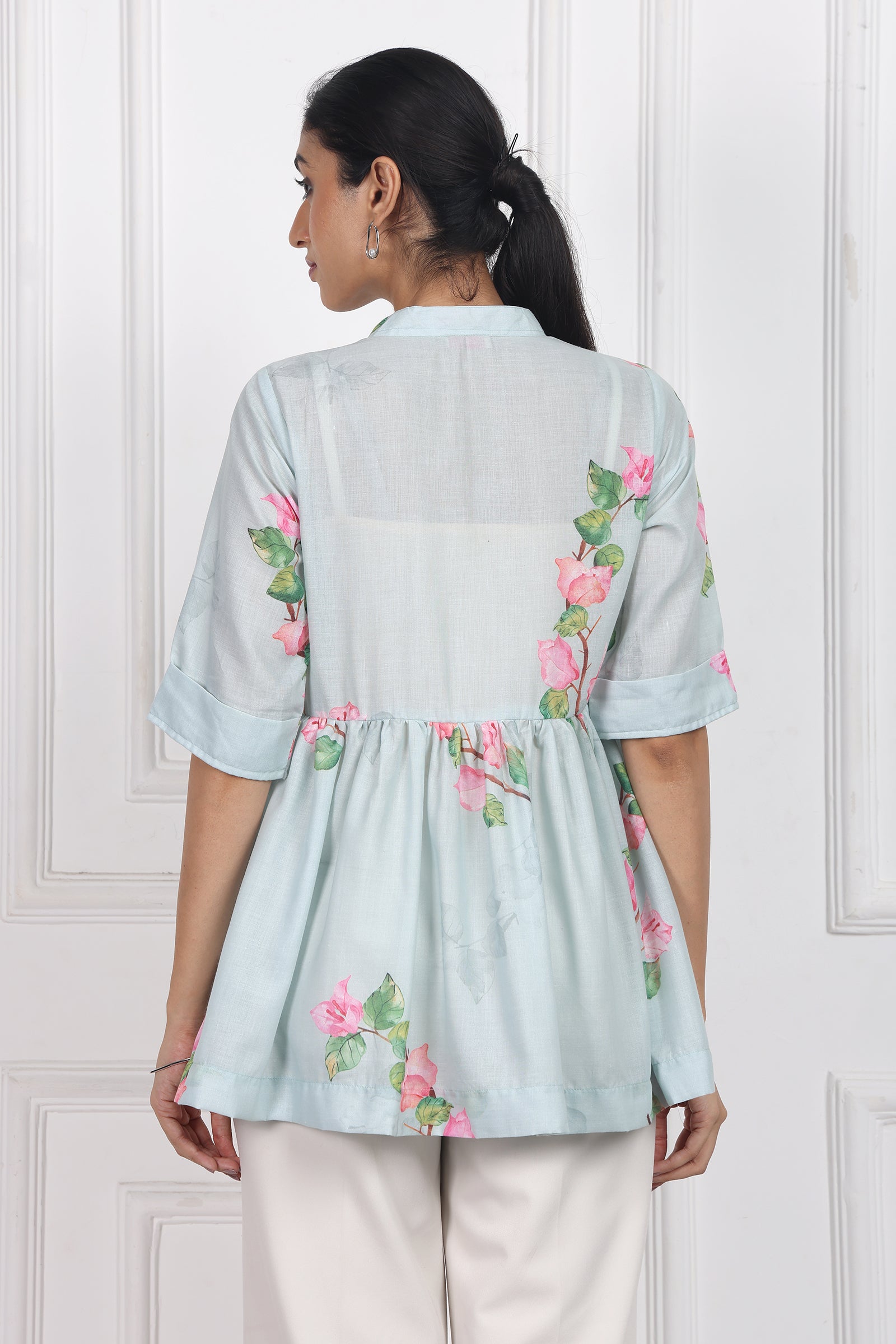 Wander Edit - Sunset Bogainvillea Peplum Top