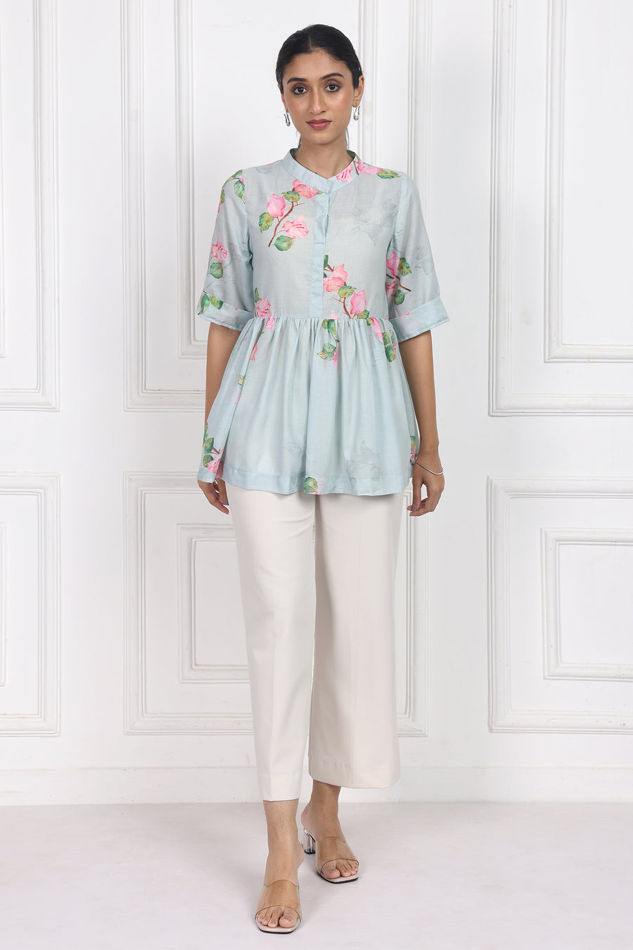 Sunset Bougainvillea Peplum Tops