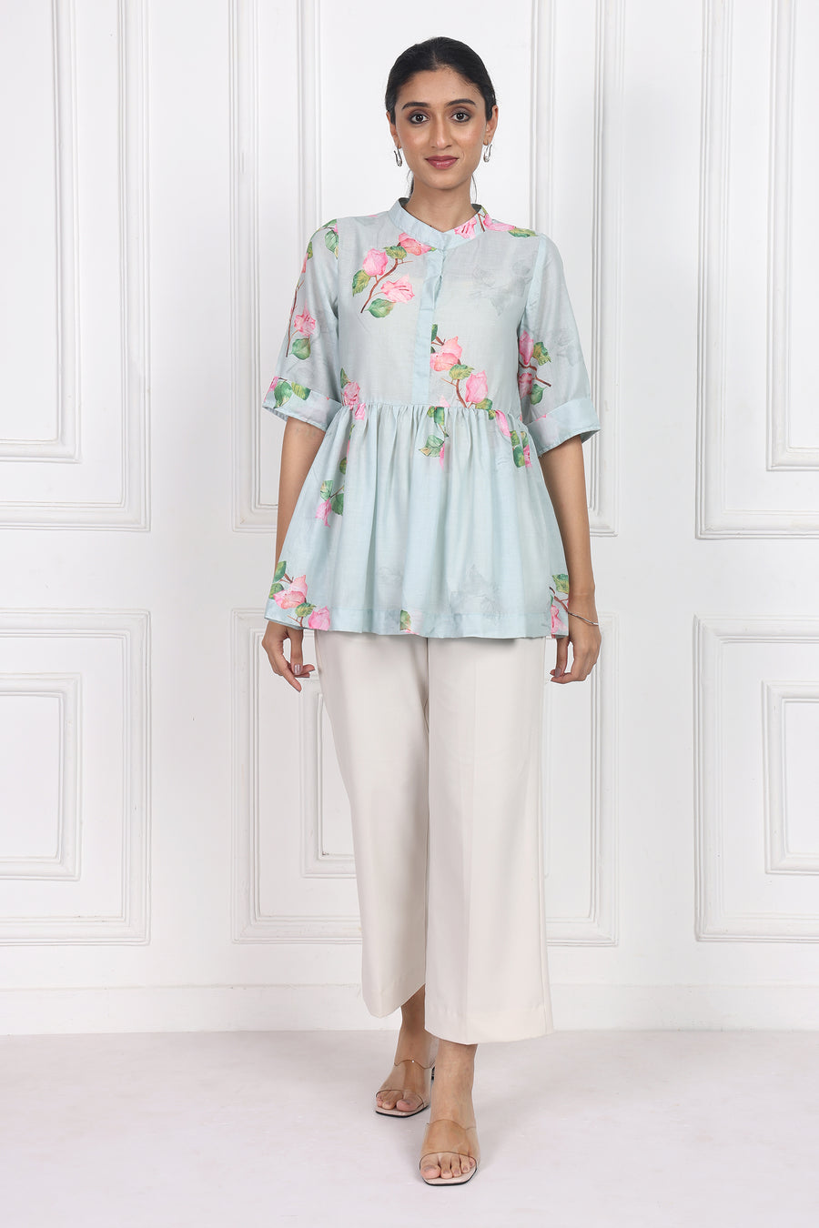 Sunset Bougainvillea Peplum Tops