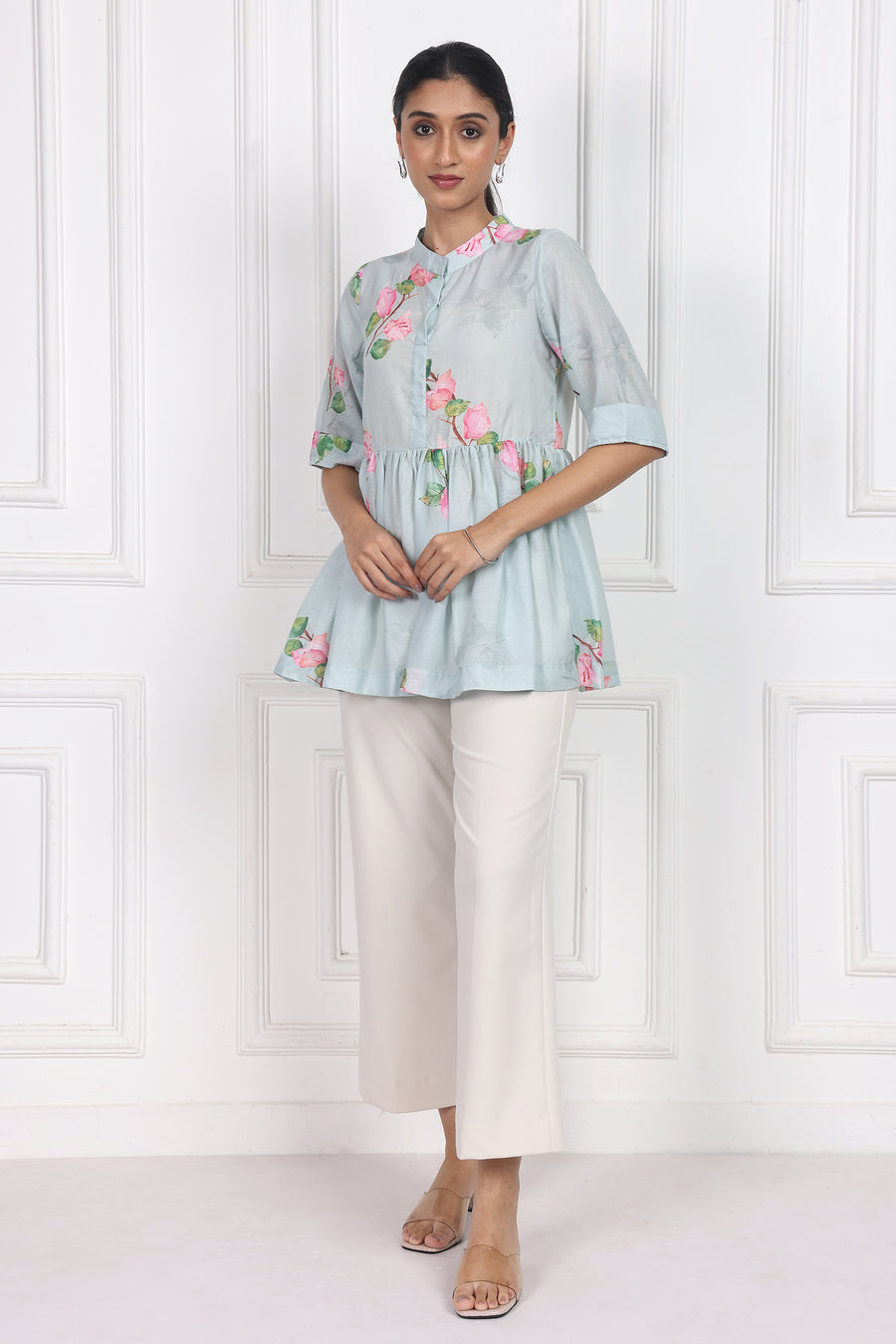 Sunset Bougainvillea Peplum Tops