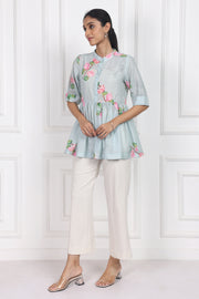 Sunset Bougainvillea Peplum Tops