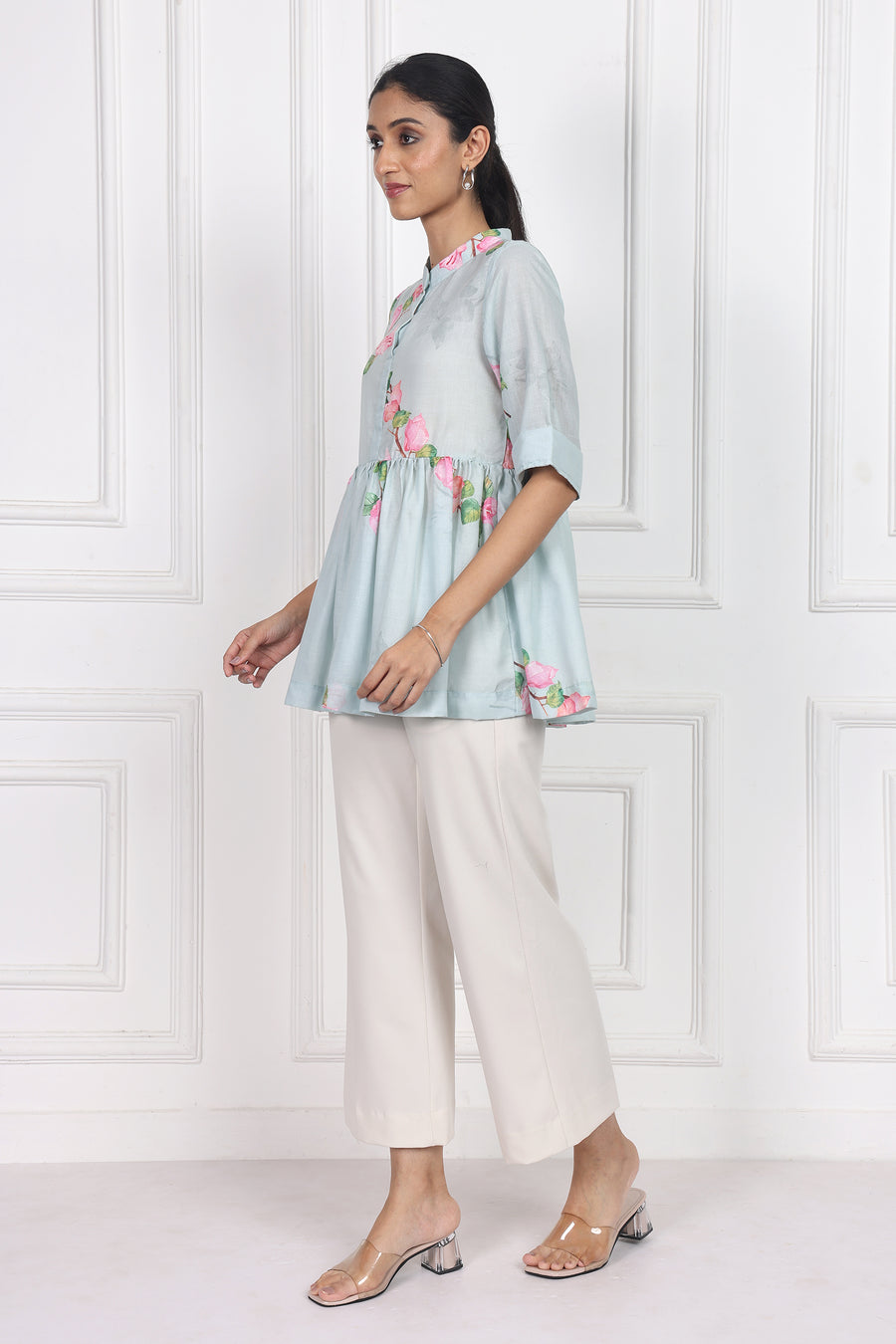Sunset Bougainvillea Peplum Tops