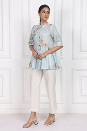 Sunset Bougainvillea Peplum Tops