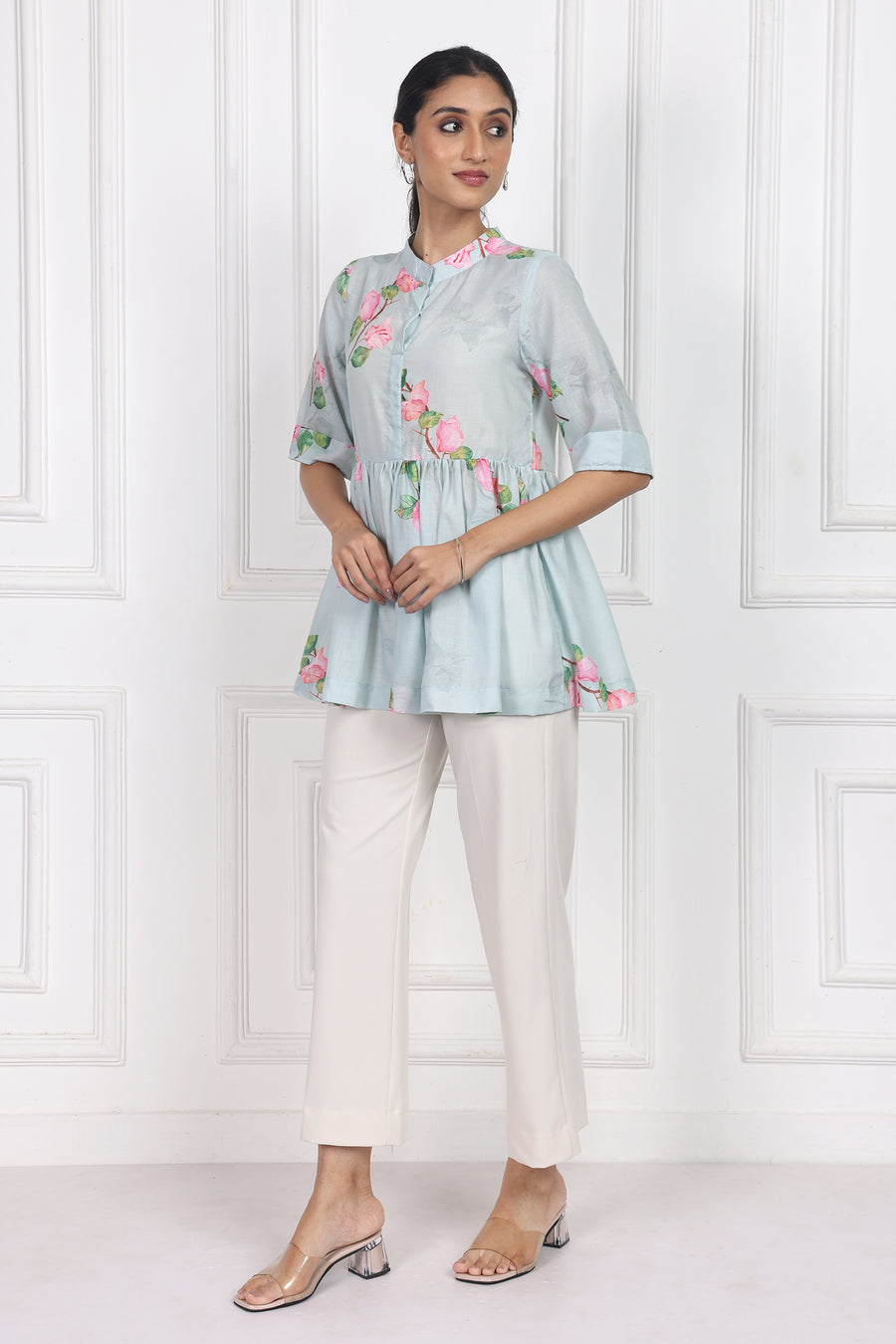 Sunset Bougainvillea Peplum Tops
