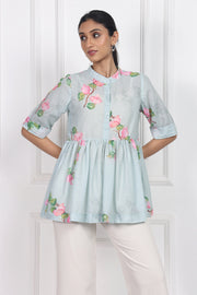Sunset Bougainvillea Peplum Tops