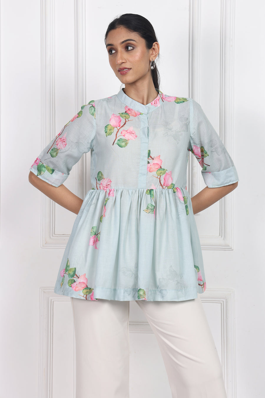 Sunset Bougainvillea Peplum Tops