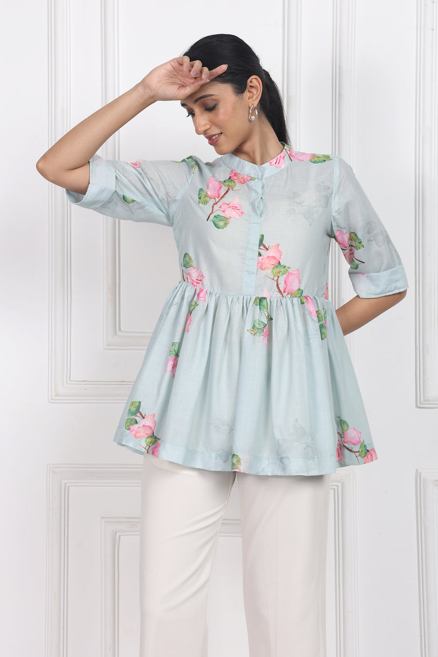 Sunset Bougainvillea Peplum Tops
