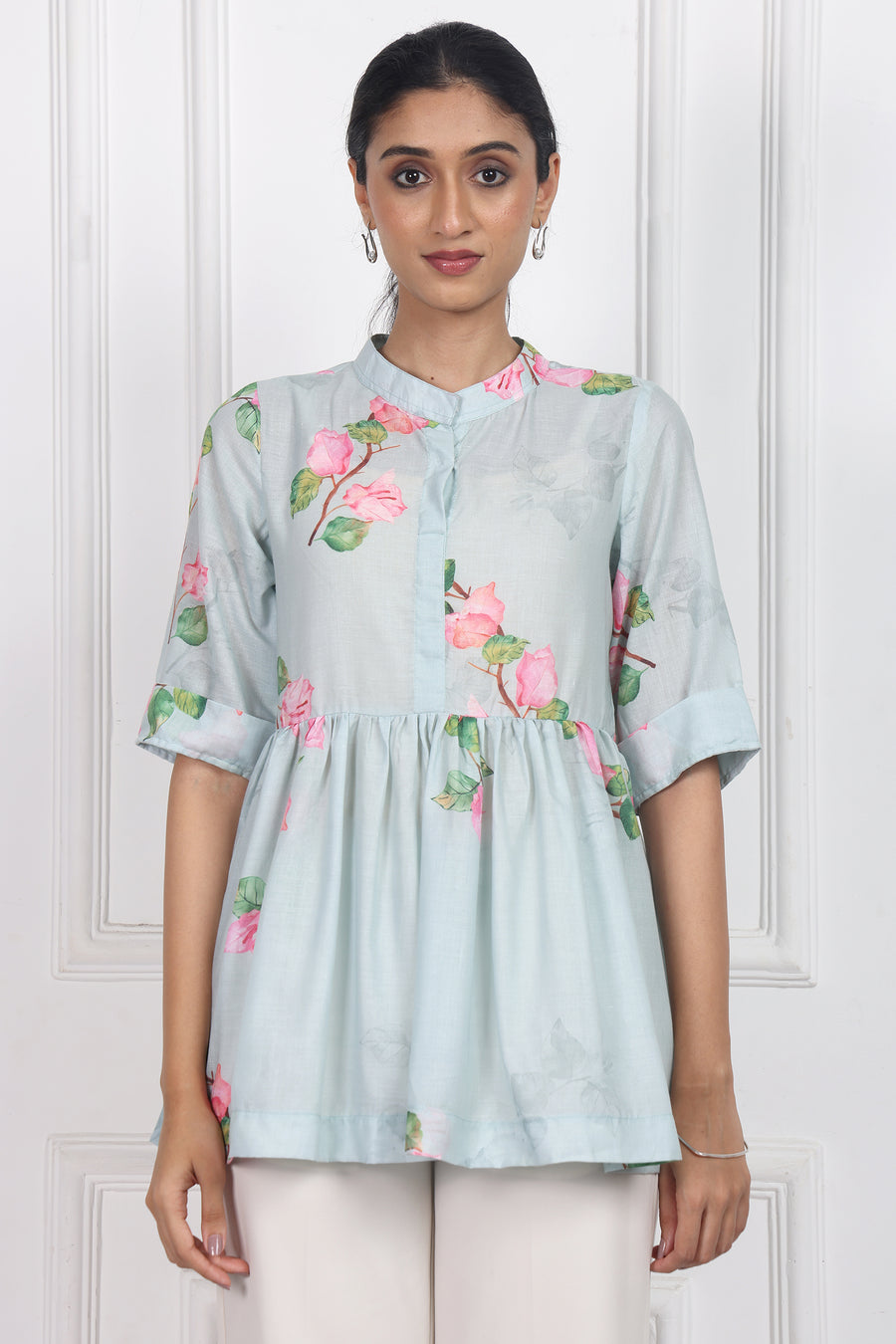 Sunset Bougainvillea Peplum Tops