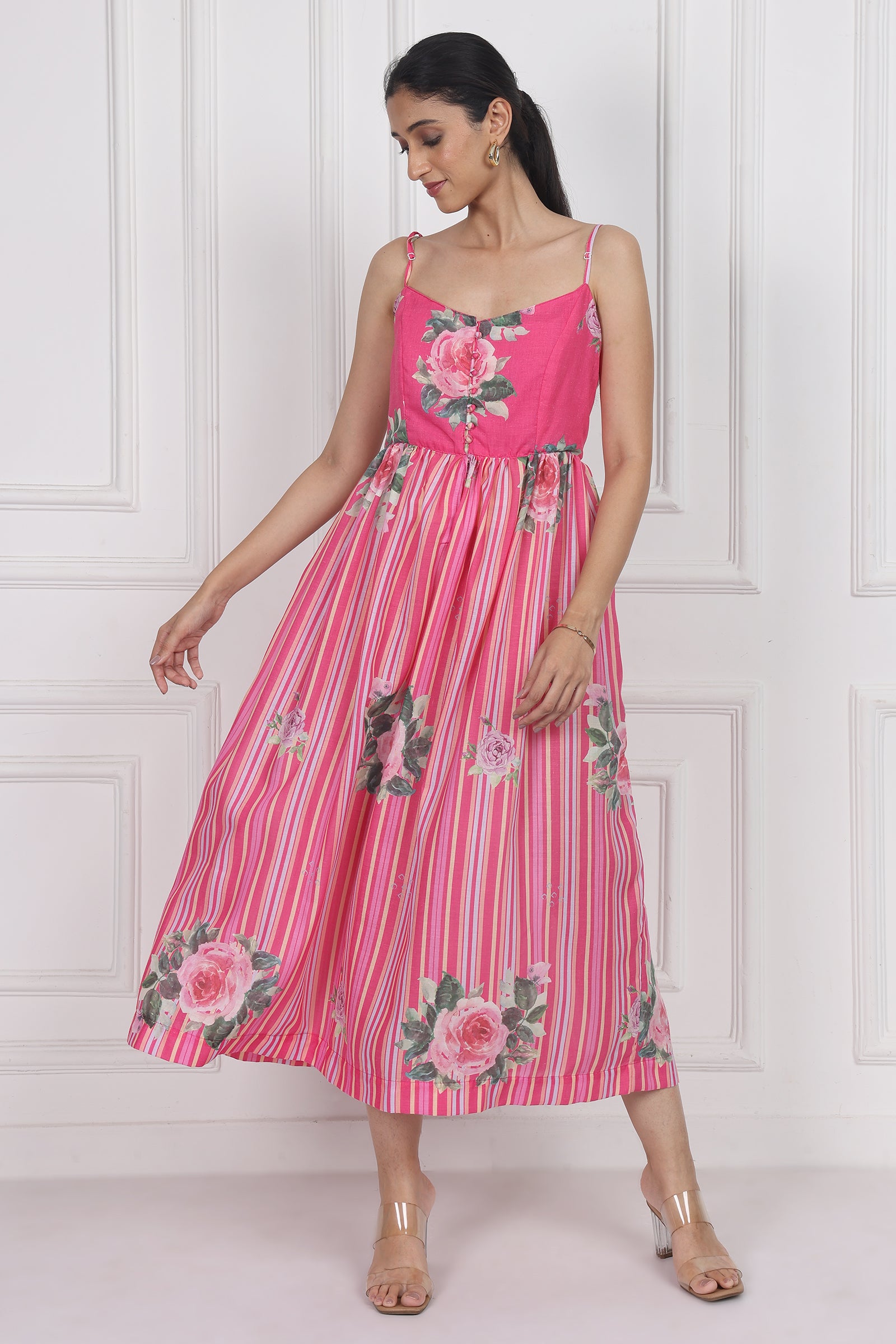 Wander Edit - Fit And Flare Windflower Song Happy Strappy Dress