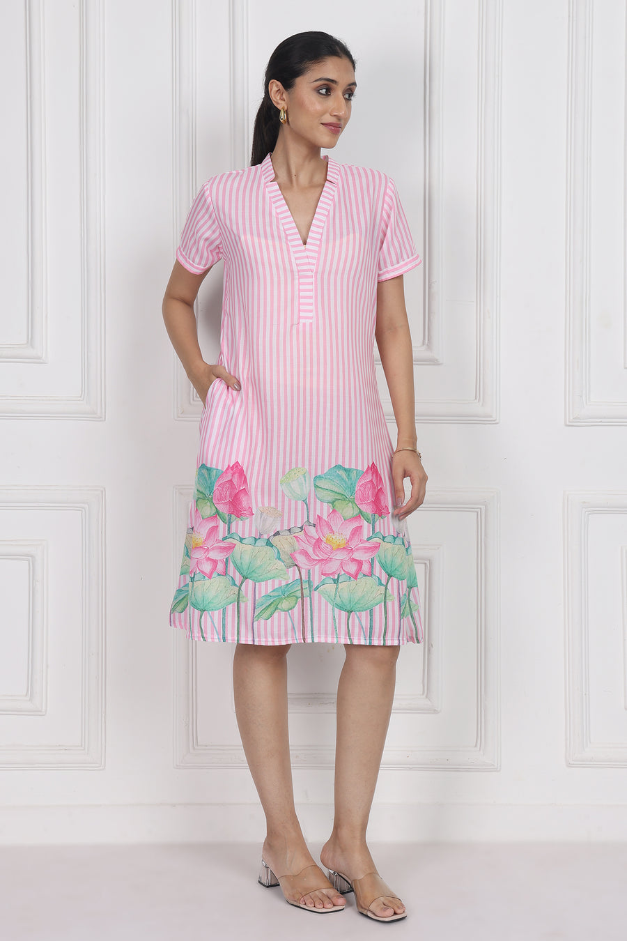 Lotus Whisper A-line Short Dress