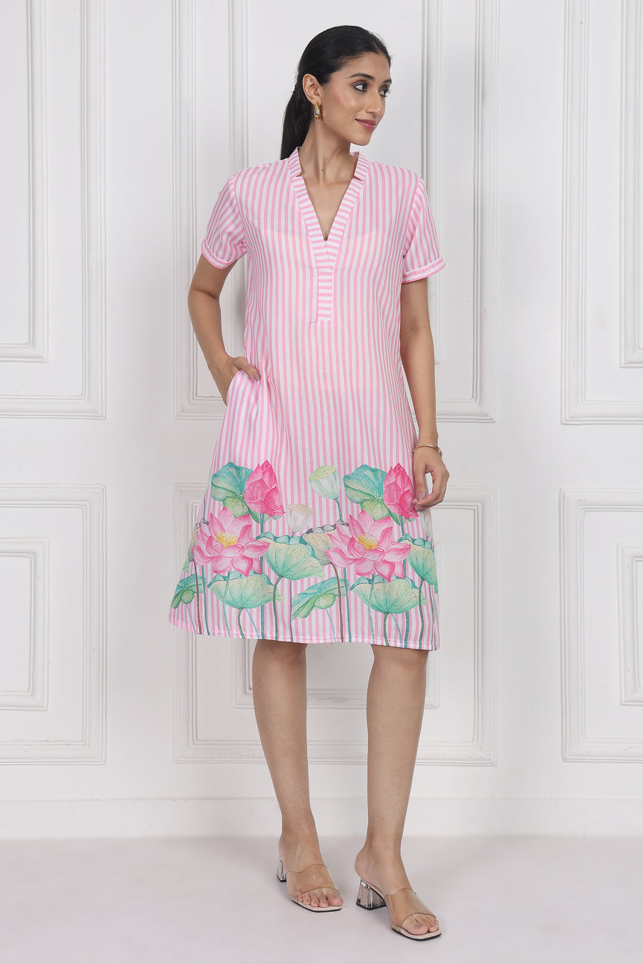 Lotus Whisper A-line Short Dress