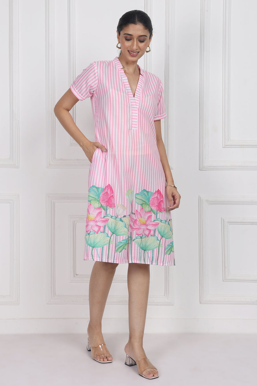 Lotus Whisper A-line Short Dress