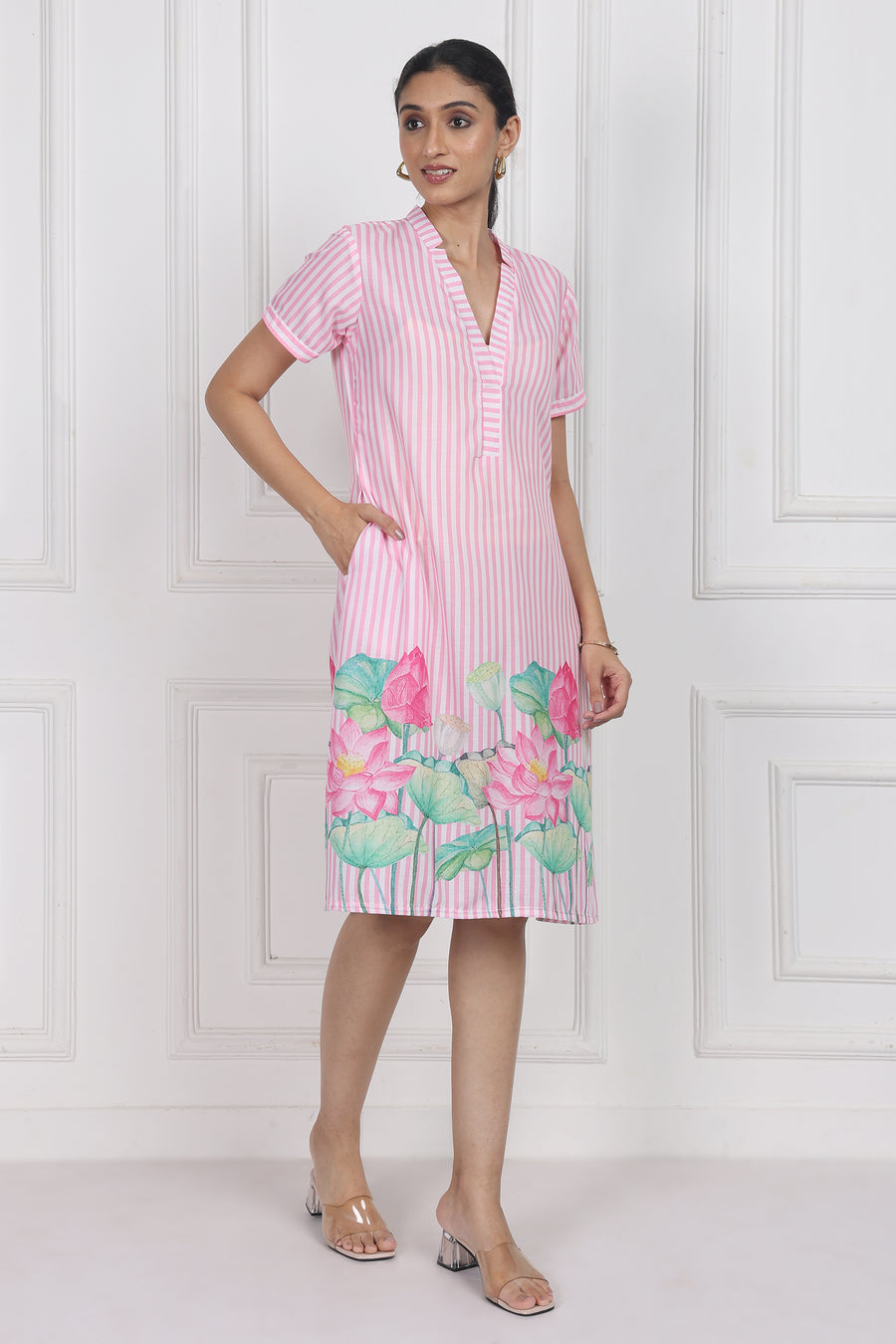 Lotus Whisper A-line Short Dress