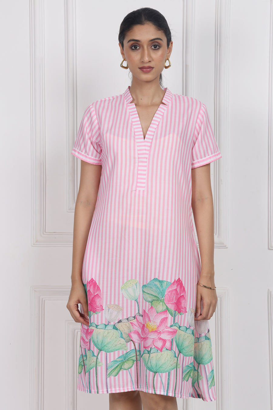 Lotus Whisper A-line Short Dress