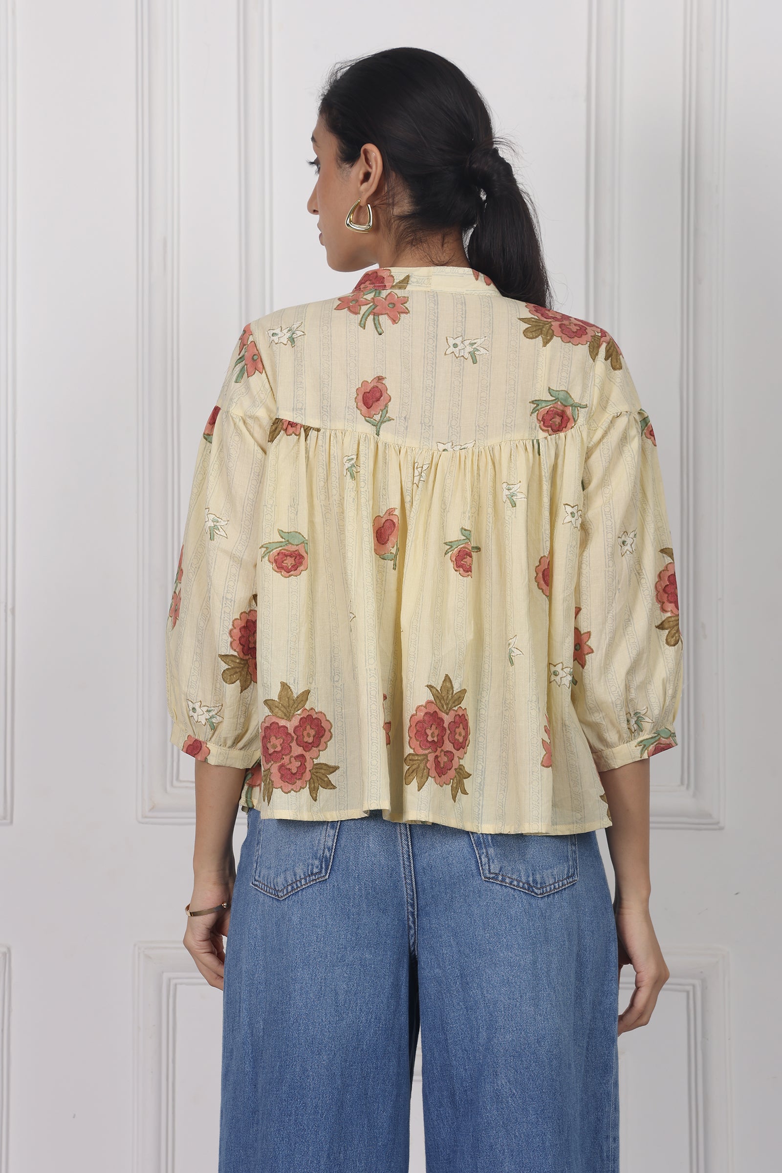 Wander Edit - Floral Reverie Handblock Printed Floral  Top