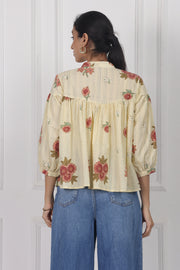 Floral Reverie Handblock Printed Floral Top