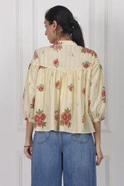 Floral Reverie Handblock Printed Floral Top