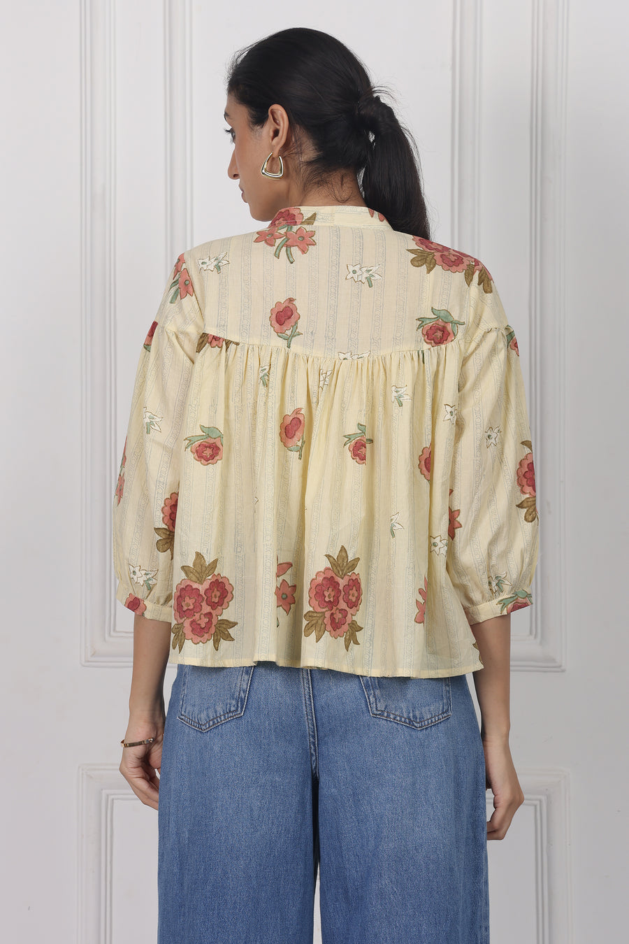 Floral Reverie Handblock Printed Floral Top