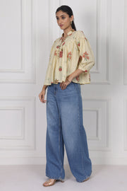 Floral Reverie Handblock Printed Floral Top