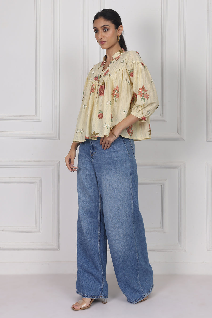 Floral Reverie Handblock Printed Floral Top
