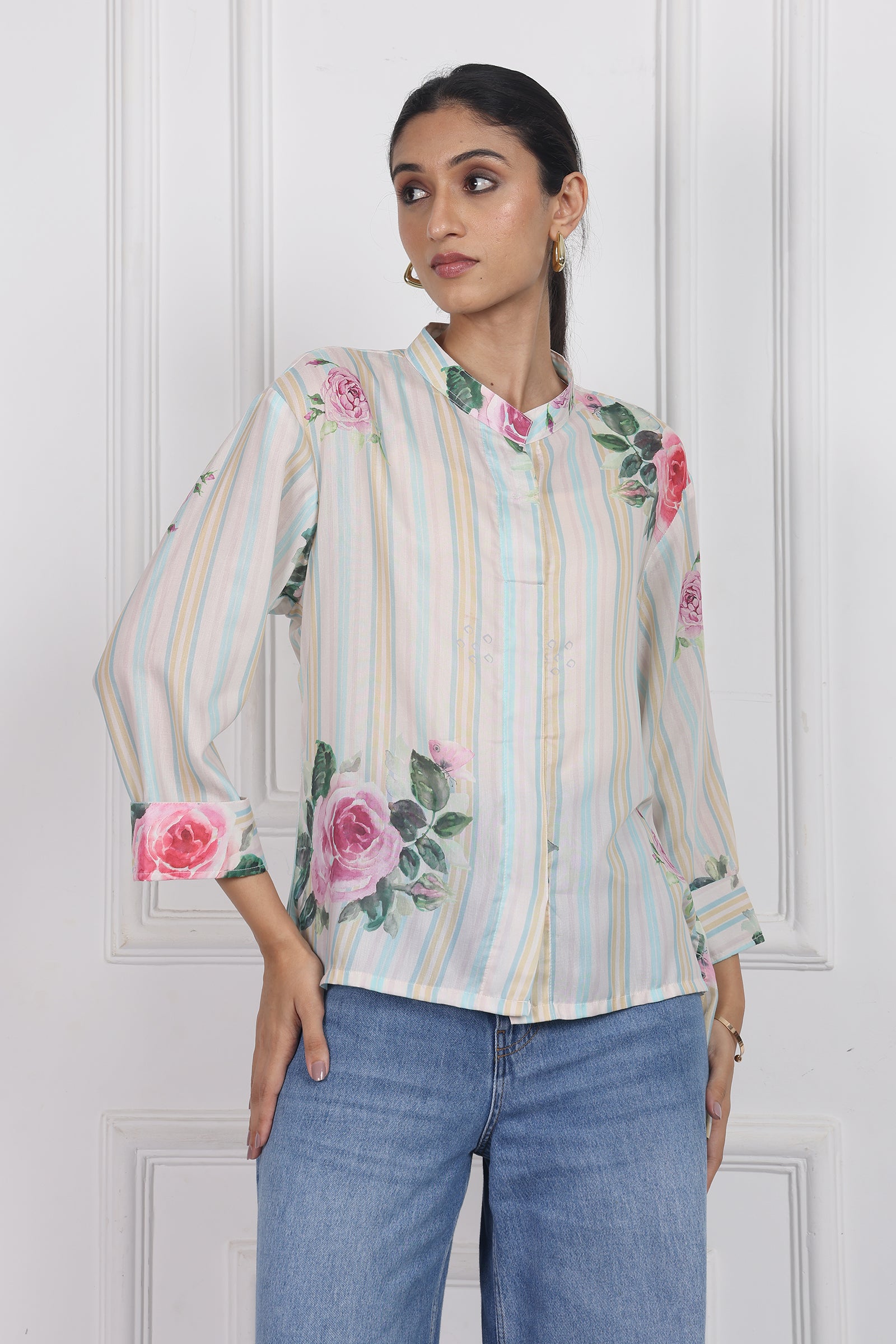 Wander Edit - White Magnolia Song High Low Shirt