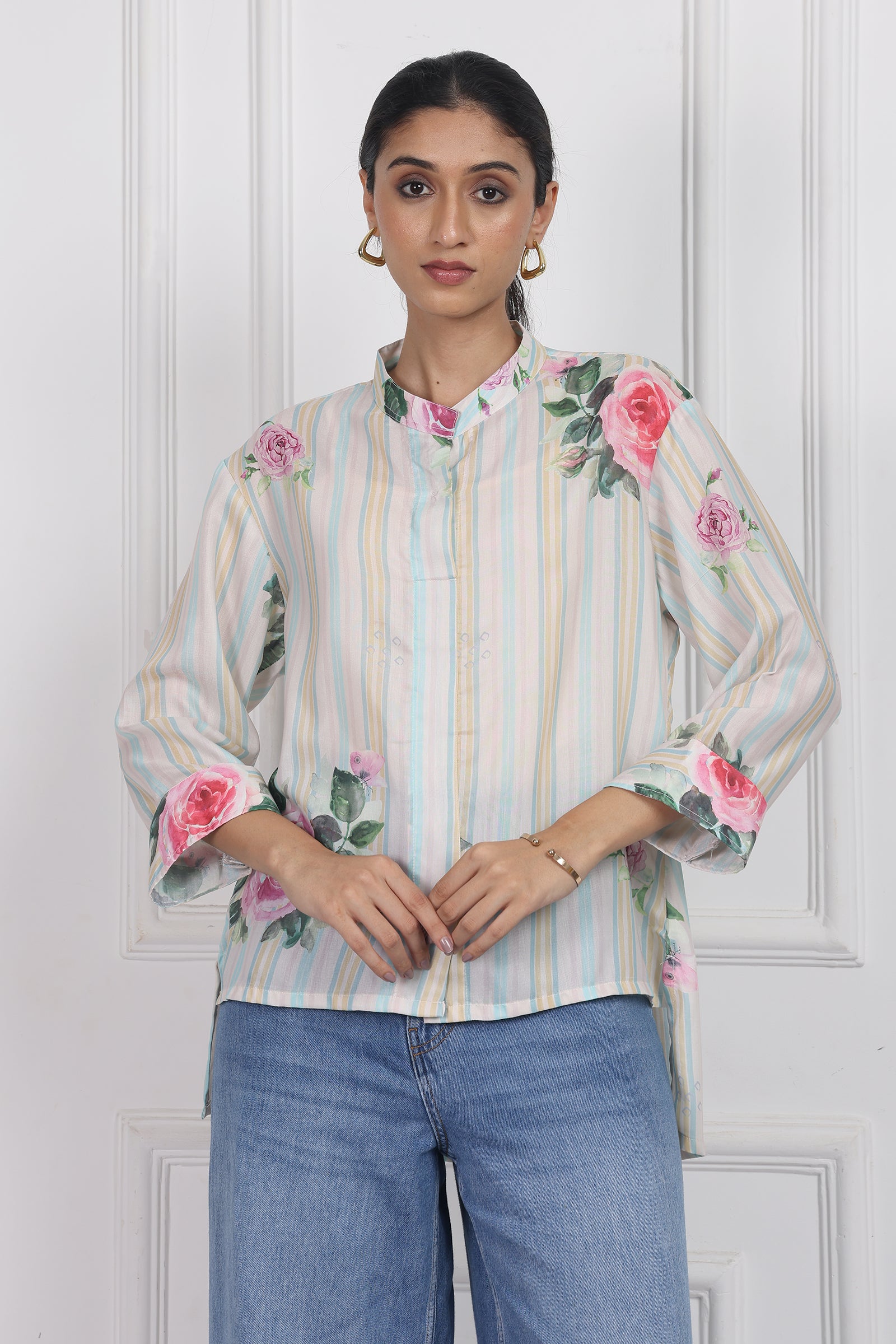 Wander Edit - White Magnolia Song High Low Shirt
