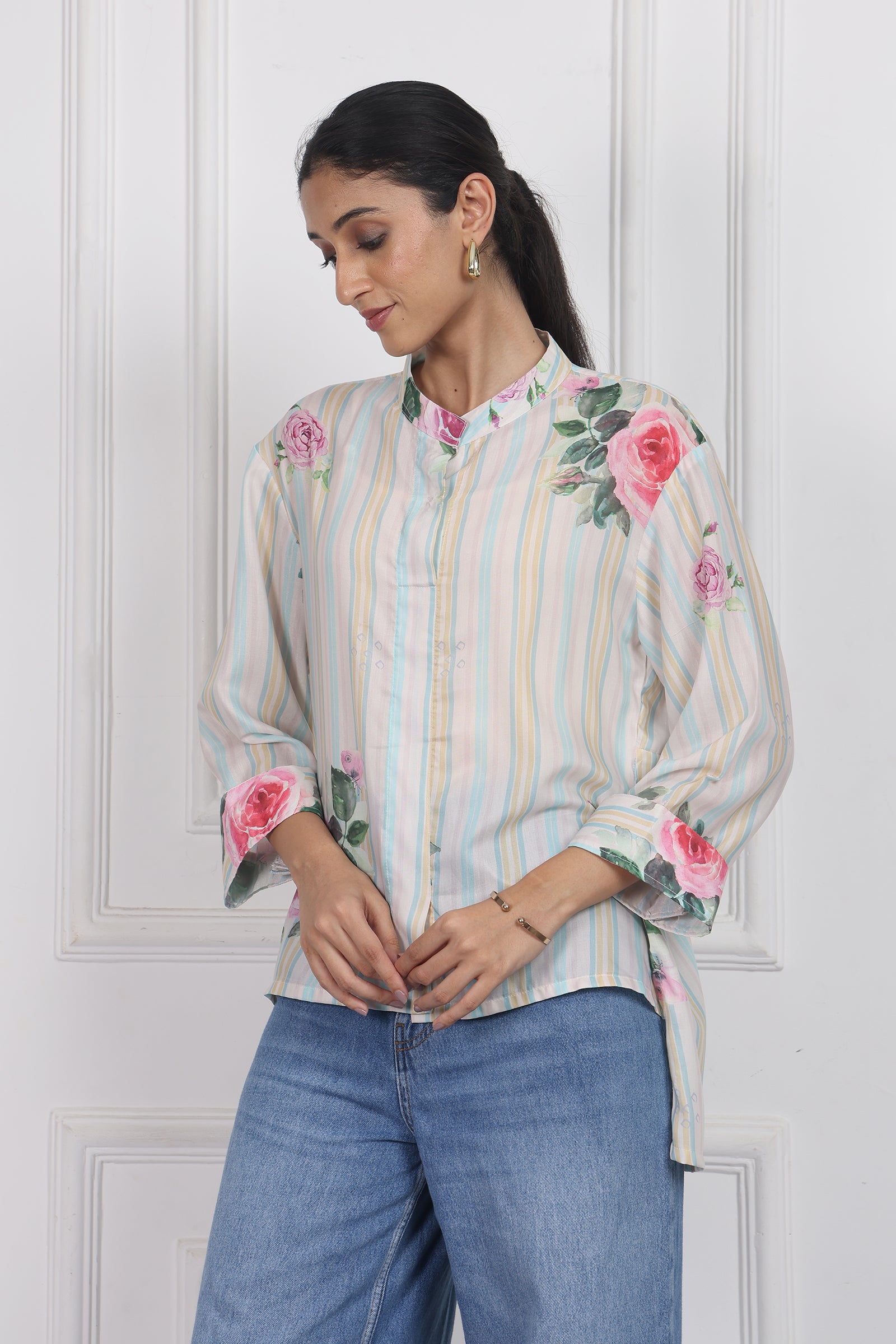 Wander Edit - White Magnolia Song High Low Shirt