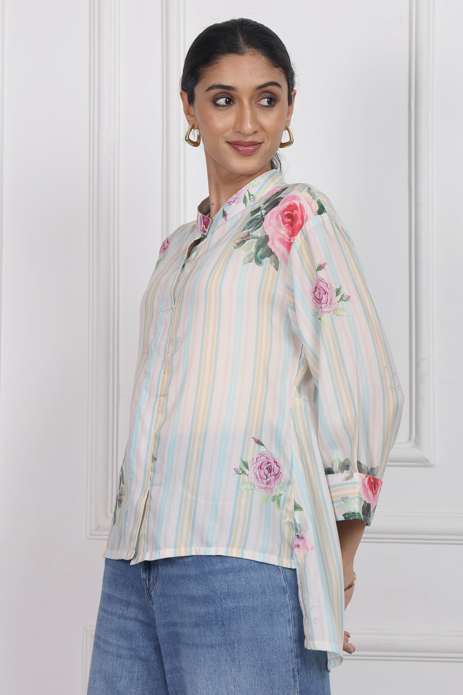 Wander Edit - White Magnolia Song High Low Shirt