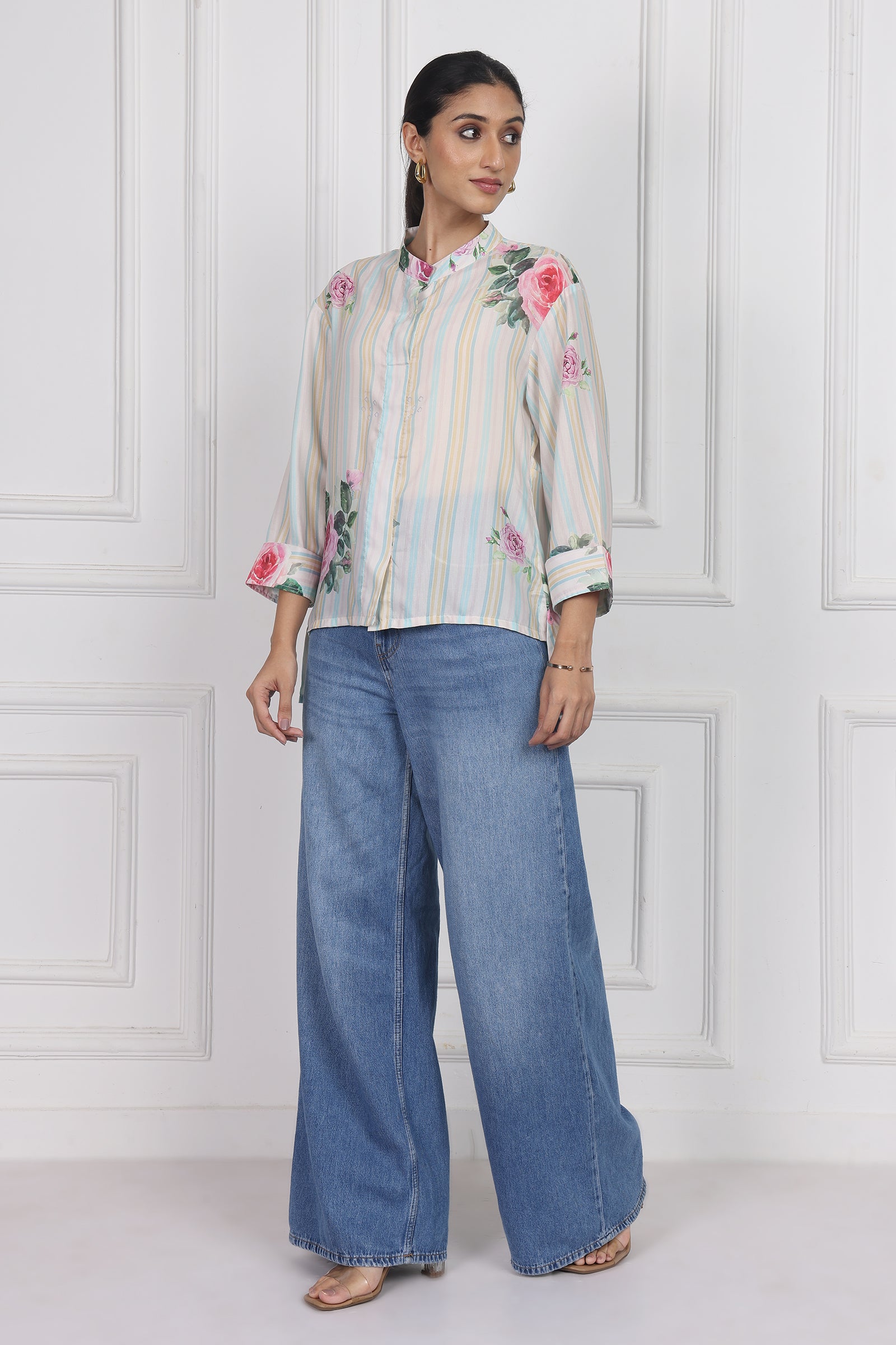 Wander Edit - White Magnolia Song High Low Shirt