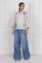 White Magnolia Song High Low Shirt