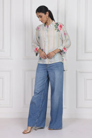 White Magnolia Song High Low Shirt
