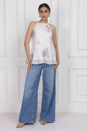 Wander Edit - Ivory Floral Lantern Top